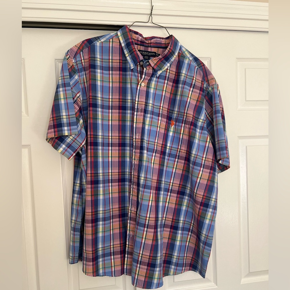 Polo by Ralph Lauren Men's Blue and Red Plaid Shirt